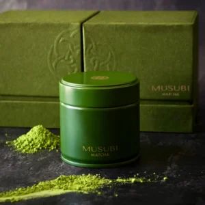 Premium organic ceremonial matcha Wazuka (Uji Matcha), stone-milled into a vibrant green powder.