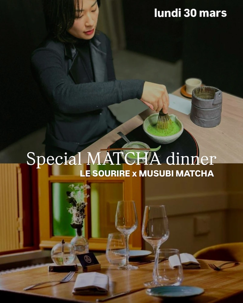 Matcha tools set for usucha preparation displayed in the studio during a MUSUBI MATCHA masterclass