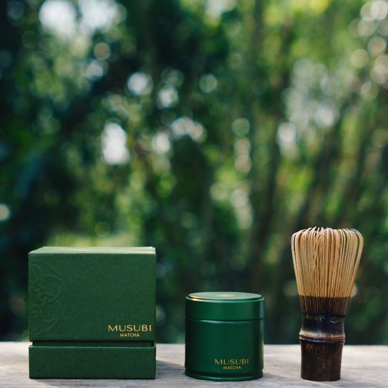 Premium organic ceremonial matcha Wazuka (Uji Matcha), stone-milled into a vibrant green powder.