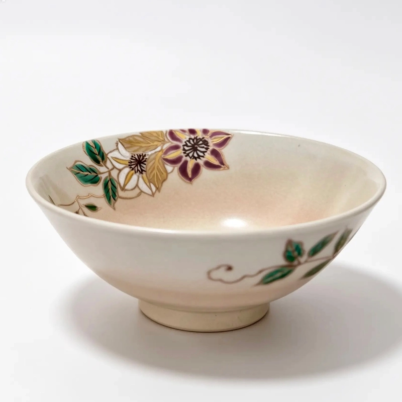 Kyoto Hira-Chawan with Clematis – One piece only. - Image 2