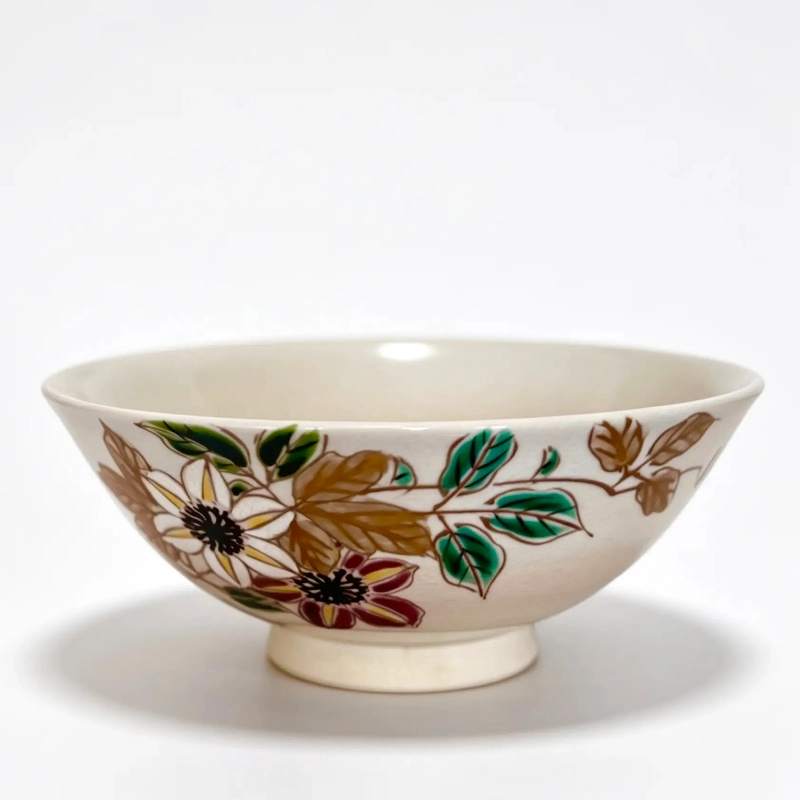 Kyoto Hira-Chawan with Clematis – One piece only. - Image 3