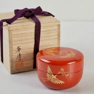 Shinsui Natsume - Vermilion Lacquer with Crane Maki-e