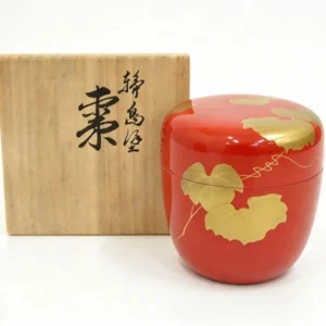 Wajima-Lacquer Vermilion Natsume with Ivy Maki-e - One piece only.